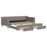 Lit de jour avec gigogne et tiroirs sans matelas taupe 90x200cm 