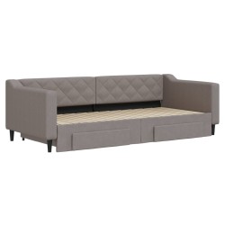 Lit de jour avec gigogne et tiroirs sans matelas taupe 90x200cm 