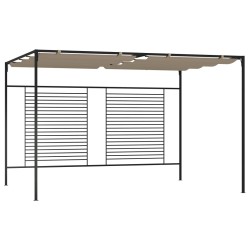Belvédère avec auvent rétractable 3x4x2,3 m Taupe 180 g/m² 