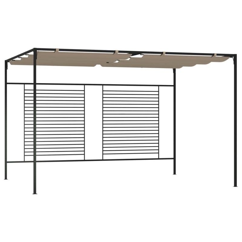 Belvédère avec auvent rétractable 3x4x2,3 m Taupe 180 g/m² 