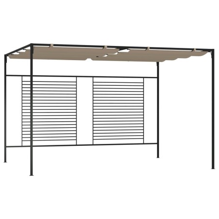 Belvédère avec auvent rétractable 3x4x2,3 m Taupe 180 g/m² 