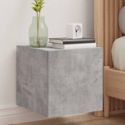 Meuble TV mural avec lumières LED gris béton 30,5x35x30 cm 