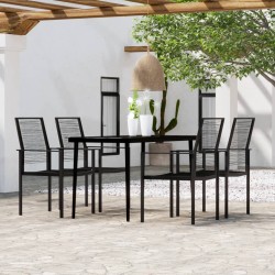 Ensemble à manger de jardin 5 pcs Noir 