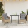 Ensemble à manger de jardin et coussins 3 pcs Beige poly rotin 