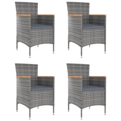 Chaises à manger de jardin lot de 4 Résine tressée Gris 