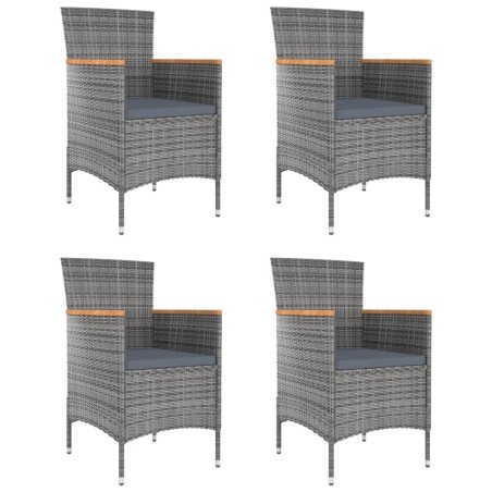 Chaises à manger de jardin lot de 4 Résine tressée Gris 