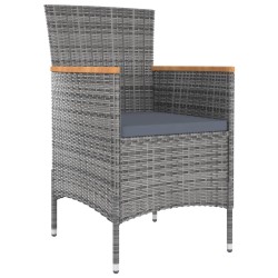 Chaises à manger de jardin lot de 4 Résine tressée Gris 