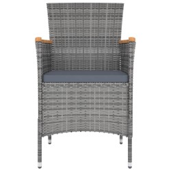 Chaises à manger de jardin lot de 4 Résine tressée Gris 