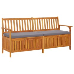 Banc de rangement avec coussin 170 cm Bois d'acacia solide 