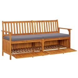 Banc de rangement avec coussin 170 cm Bois d'acacia solide 