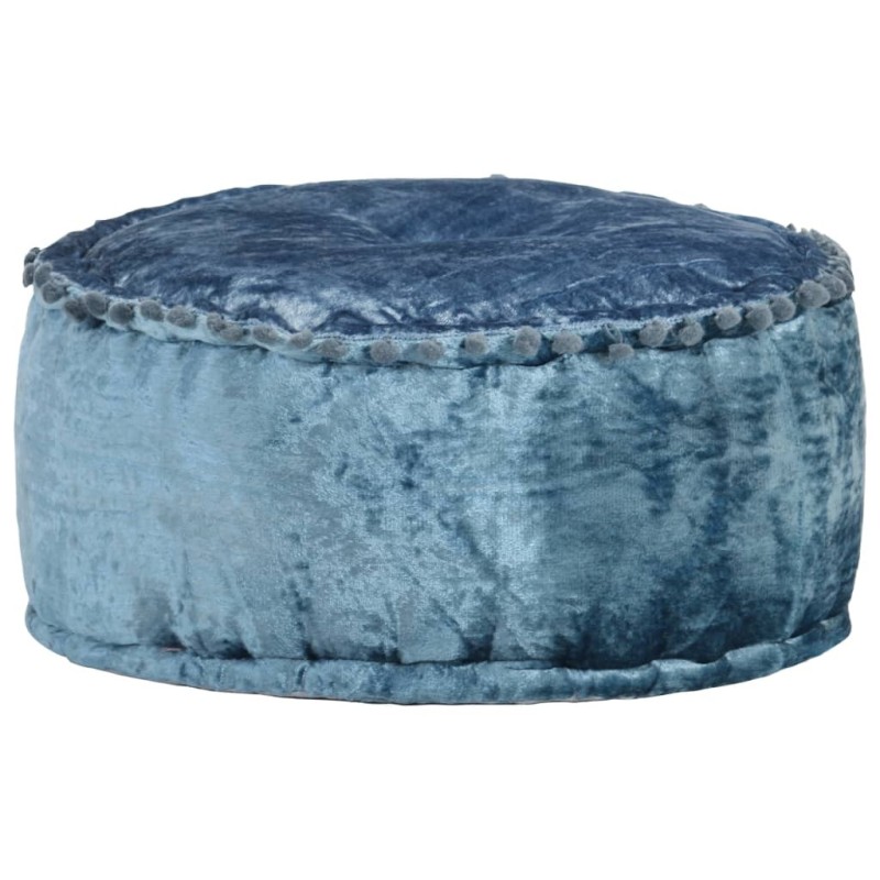 Pouf Rond Velours 40x20 cm Bleu Pouf Rond Velours 40x20 cm Bleu