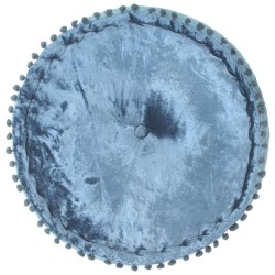 Pouf Rond Velours 40x20 cm Bleu 