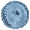 Pouf Rond Velours 40x20 cm Bleu 