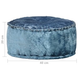 Pouf Rond Velours 40x20 cm Bleu 