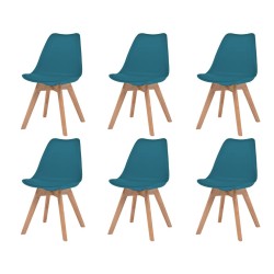 Chaises à manger lot de 6 Turquoise Plastique 