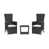 Ensemble à manger de jardin avec coussins 3 pcs Noir 
