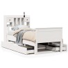 Lit bibliothèque sans matelas blanc 75x190cm bois de pin massif 