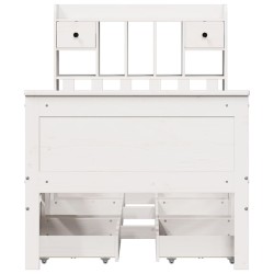 Lit bibliothèque sans matelas blanc 75x190cm bois de pin massif 