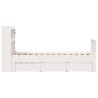 Lit bibliothèque sans matelas blanc 75x190cm bois de pin massif 