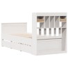 Lit bibliothèque sans matelas blanc 75x190cm bois de pin massif 