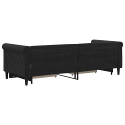 Lit de jour avec gigogne et tiroirs sans matelas noir 80x200 cm 