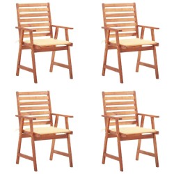Chaises à manger d'extérieur lot de 4 et coussins Acacia massif 