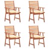 Chaises à manger d'extérieur lot de 4 et coussins Acacia massif 