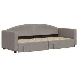 Lit de jour avec gigogne et tiroirs sans matelas taupe 80x200cm 