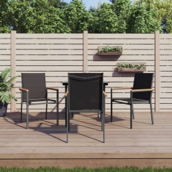 Ensemble à manger de jardin 5 pcs noir textilène et acier 