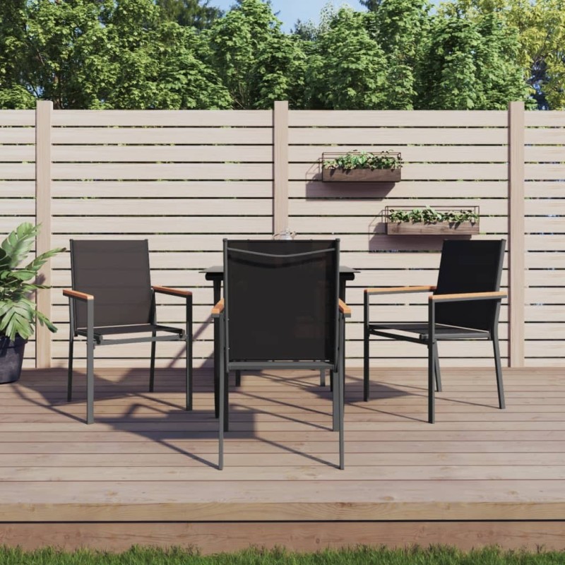 Ensemble à manger de jardin 5 pcs noir textilène et acier 