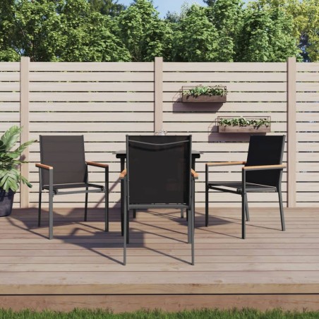 Ensemble à manger de jardin 5 pcs noir textilène et acier 