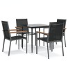 Ensemble à manger de jardin 5 pcs noir textilène et acier 