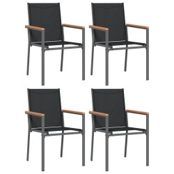 Ensemble à manger de jardin 5 pcs noir textilène et acier 
