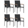 Ensemble à manger de jardin 5 pcs noir textilène et acier 