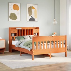 Cadre de lit sans matelas cire marron 150x200cm bois pin massif 