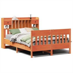 Cadre de lit sans matelas cire marron 150x200cm bois pin massif 