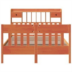Cadre de lit sans matelas cire marron 150x200cm bois pin massif 
