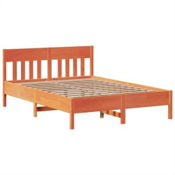 Cadre de lit sans matelas cire marron 150x200cm bois pin massif 