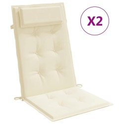 Coussins de chaise à dossier haut lot de 2 crème tissu oxford 