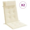 Coussins de chaise à dossier haut lot de 2 crème tissu oxford 