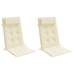 Coussins de chaise à dossier haut lot de 2 crème tissu oxford 