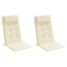 Coussins de chaise à dossier haut lot de 2 crème tissu oxford 