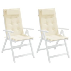 Coussins de chaise à dossier haut lot de 2 crème tissu oxford 
