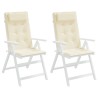 Coussins de chaise à dossier haut lot de 2 crème tissu oxford 