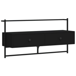 Meuble TV mural noir 100,5x30x51 cm bois d'ingénierie 