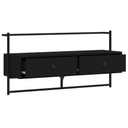 Meuble TV mural noir 100,5x30x51 cm bois d'ingénierie 