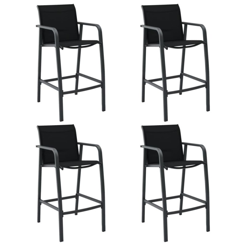Chaises de bar de jardin lot de 4 Noir Textilène Chaises de bar de jardin lot de 4 Noir Textilène