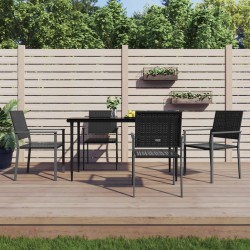 Ensemble à manger de jardin 5 pcs résine tressée acier 