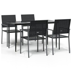 Ensemble à manger de jardin 5 pcs résine tressée acier 