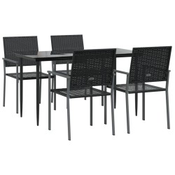 Ensemble à manger de jardin 5 pcs résine tressée acier 